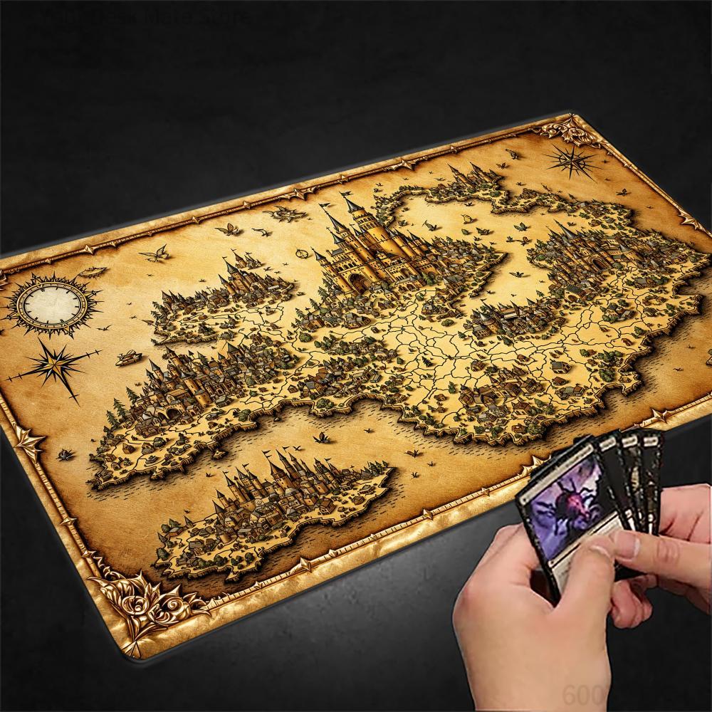 Retro Gaming Xl - Retro Map Pattern Mouse Pad Large